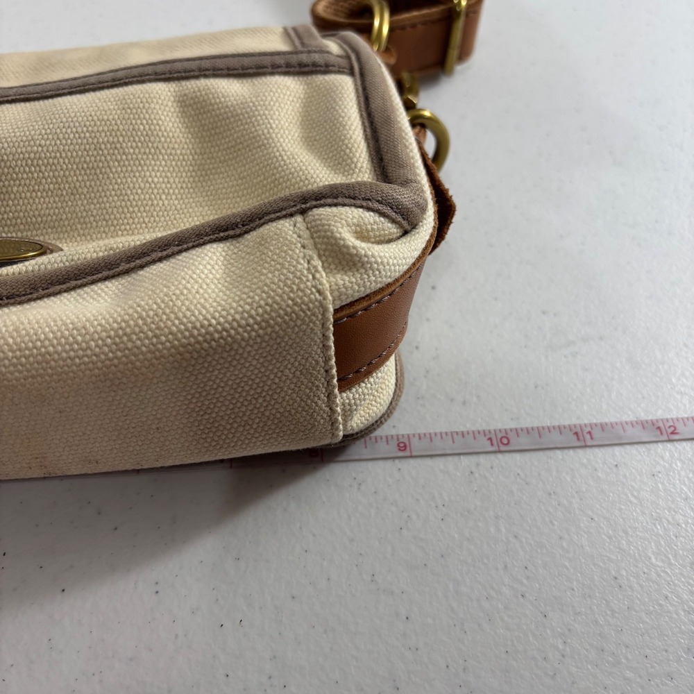 Fossil Long Live Vintage Issue 54 Canvas Crossbody Bag Cream Brown Messenger - Picture 14 of 16